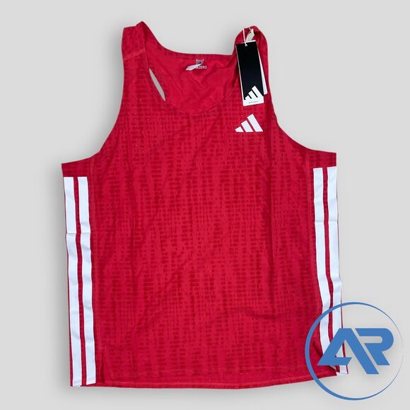 Adidas Adizero Running Singlet Sleeveless Slim Fit Jersey Men’s Large JF3462 Red - Picture 1 of 6